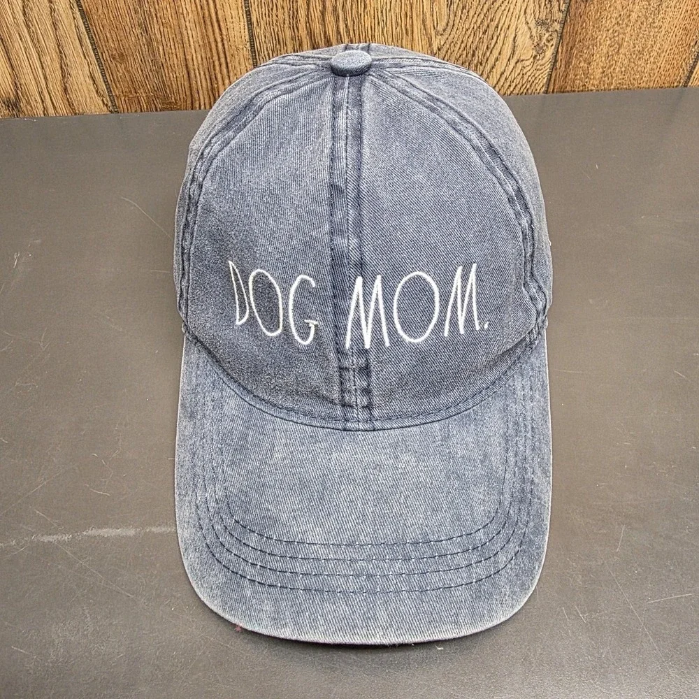 Rae Dunn Hat‎ Cap Strap Back Womens One Size Blue Dog Mom Denim Washed Casual